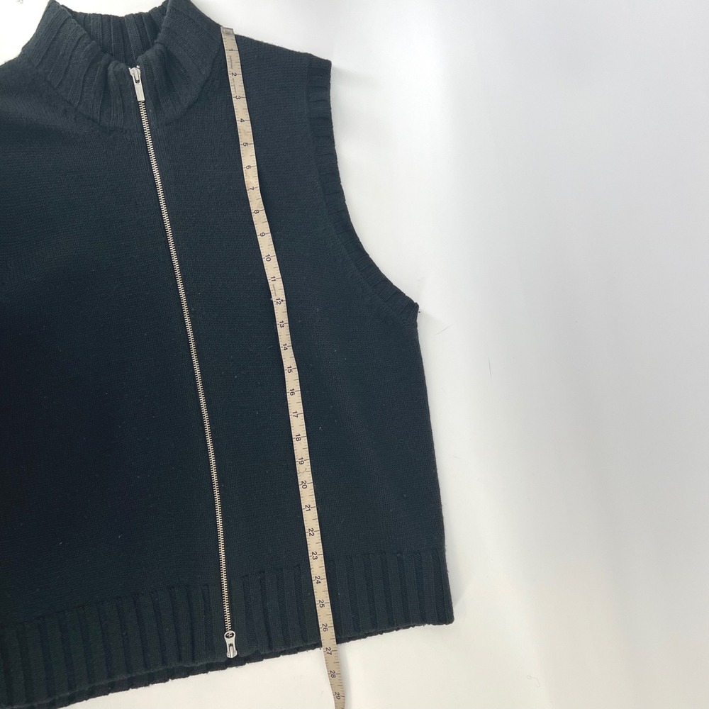 Vintage 90s Banana Republic Merino Wool Sweater Vest Mens L Charcoal Gray Zip - Picture 5 of 6